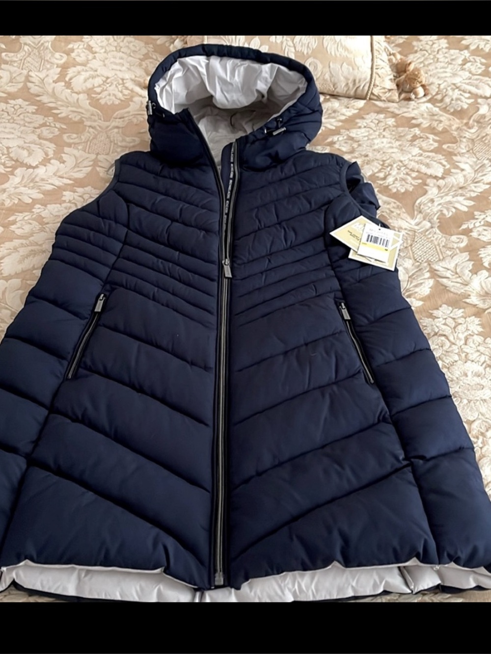Quilted Hooded Puffer Vest - Navy
